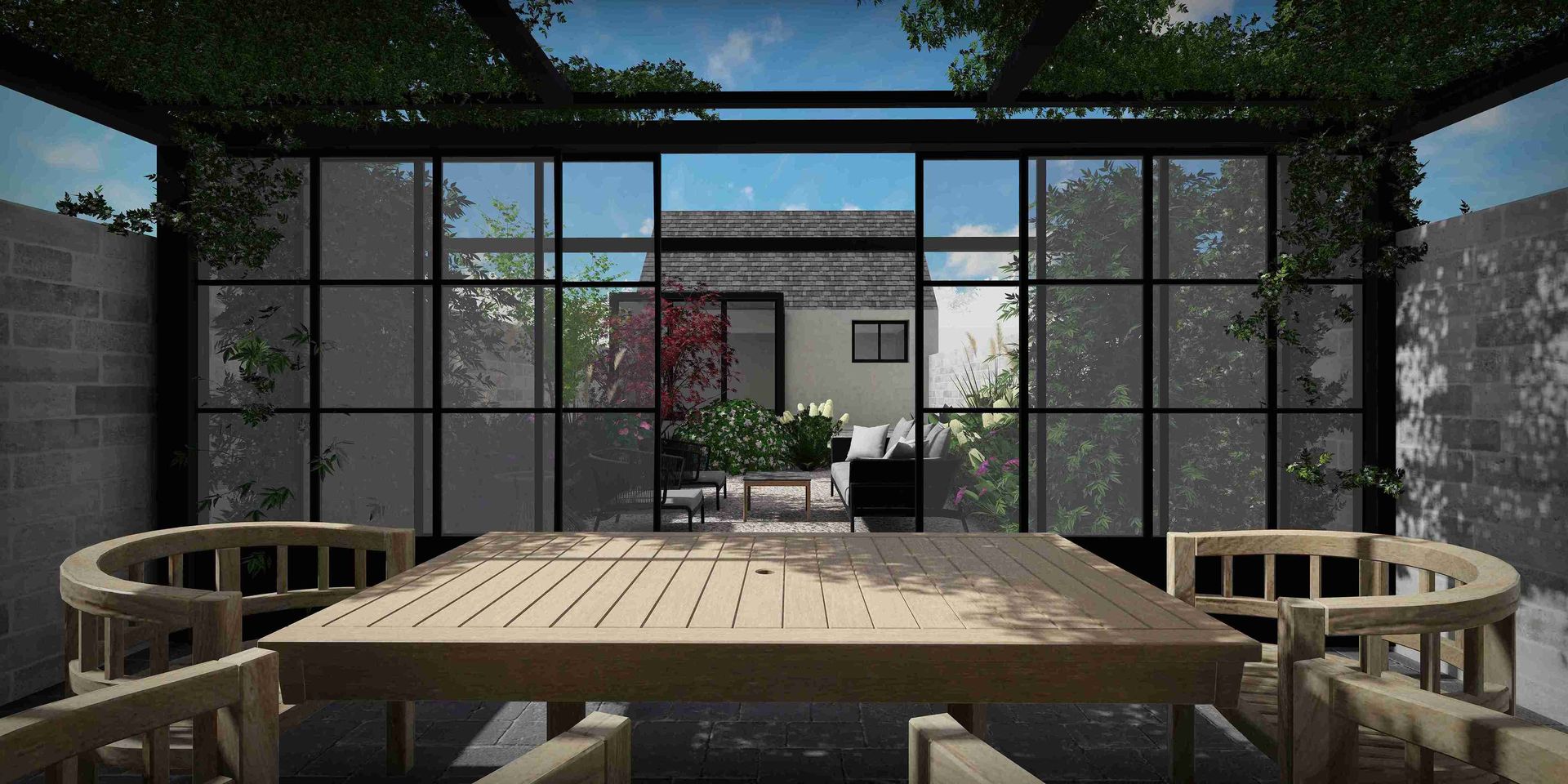 un patio revitalisé - véranda jardin- MT concepteur paysagiste