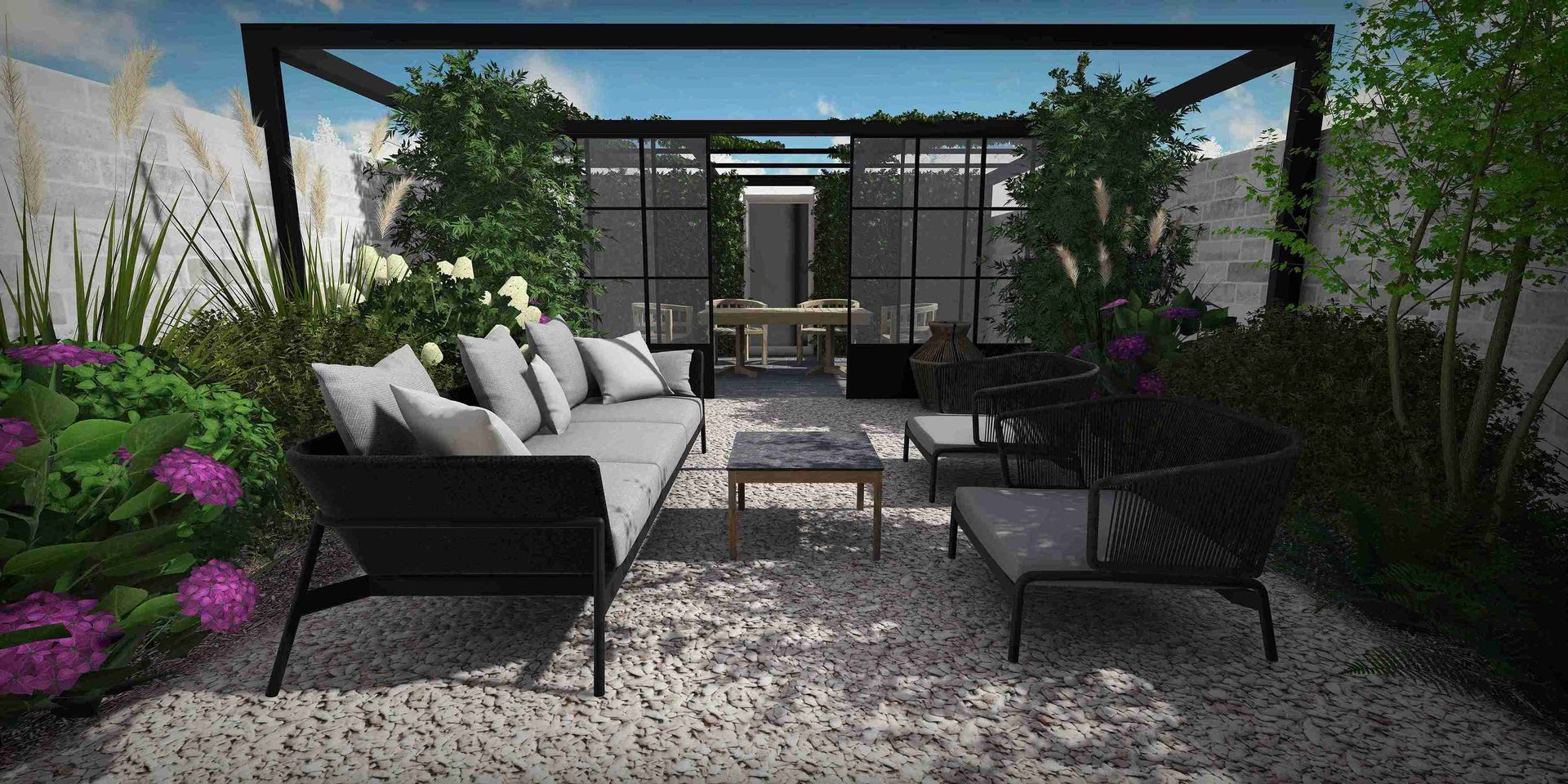 un patio revitalisé - salon de jardin- MT concepteur paysagiste