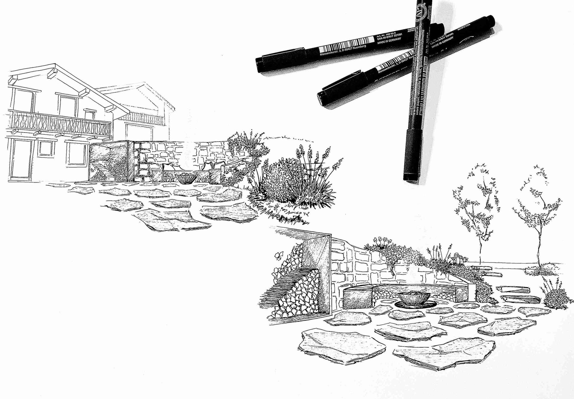 plan de masse noir et blanc du projet- MT concepteur paysagiste