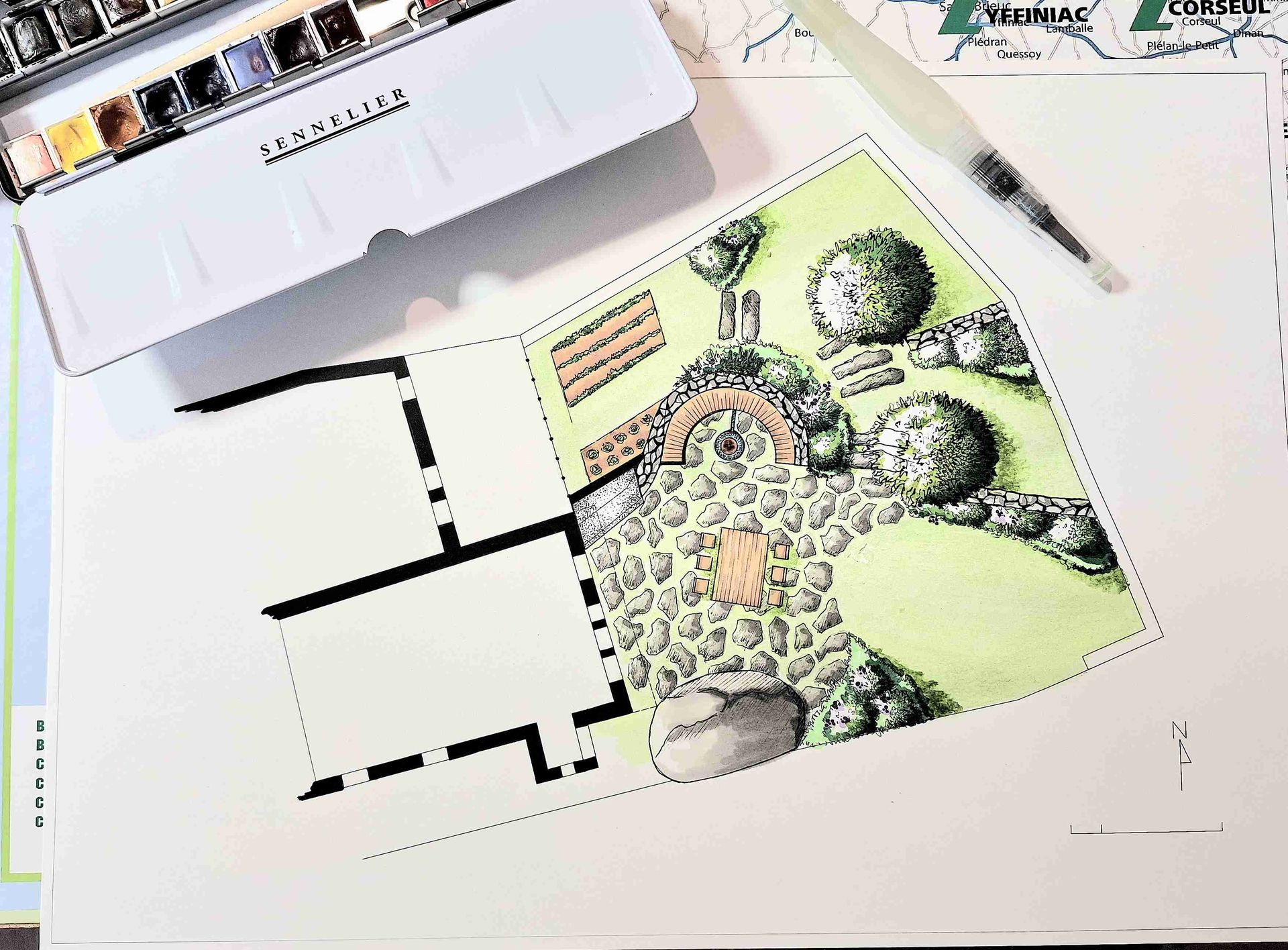 plan de masse en couleurs du projet- MT concepteur paysagiste