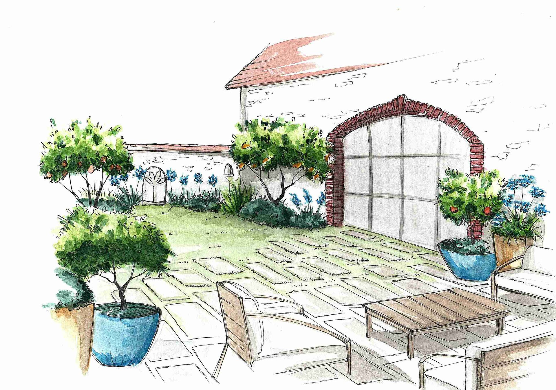 dessin à l'aquarelle- MT concepteur paysagiste