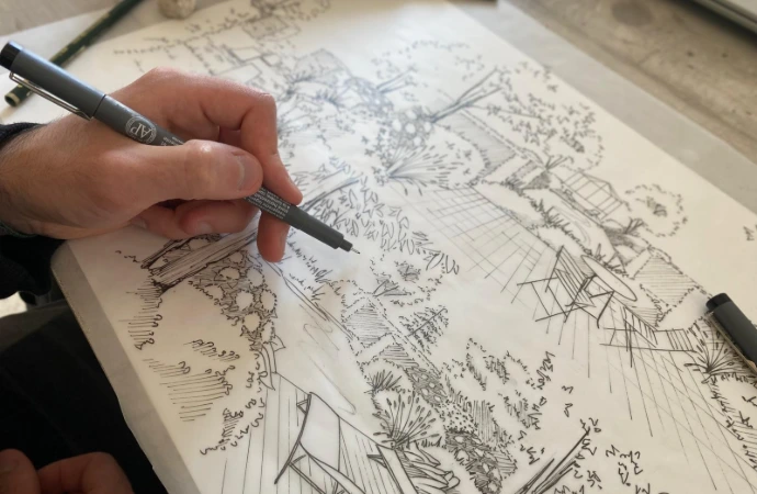 illustration, dessin concepteur paysagiste