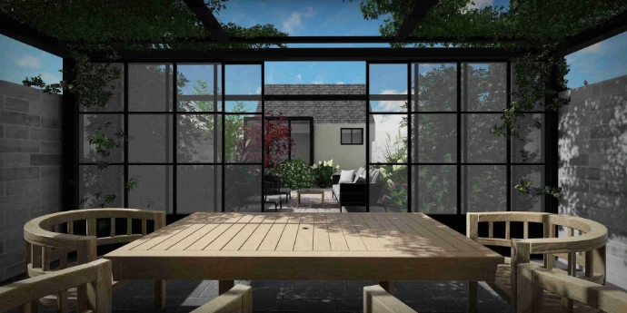 un patio revitalisé - véranda jardin- MT concepteur paysagiste