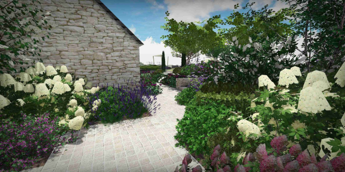 entrée en pavage- MT concepteur paysagiste