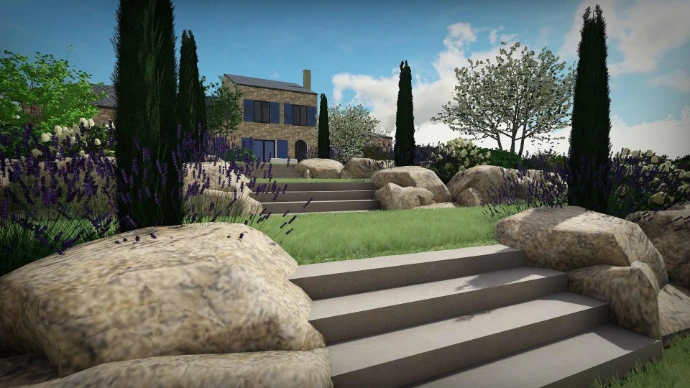 création d'un jardin en plateaux- MT concepteur paysagiste