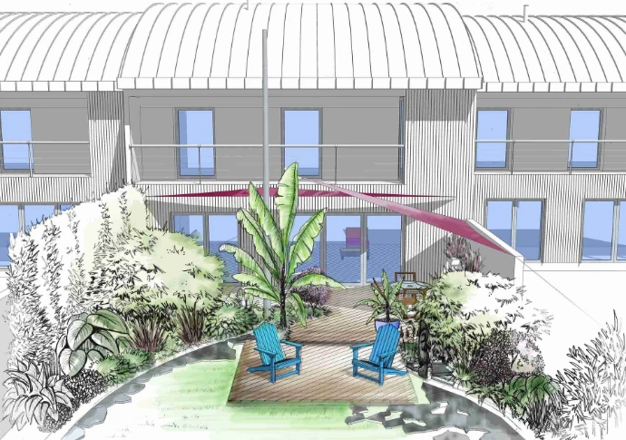 esquisse vue d'ensemble projet tropical- MT concepteur paysagiste