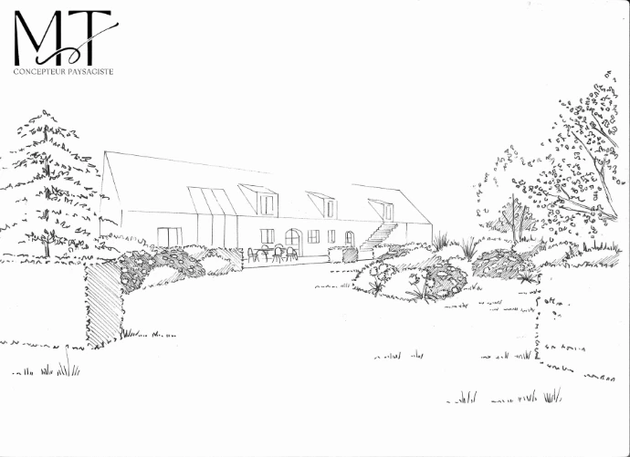 esquisse noir et blanc- jardin de la contemplation- MT concepteur paysagiste