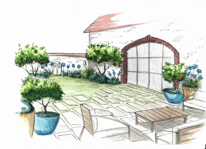 dessin à l'aquarelle- MT concepteur paysagiste