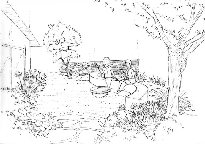 illustration croquis N&amp;B - MT concepteur paysagiste